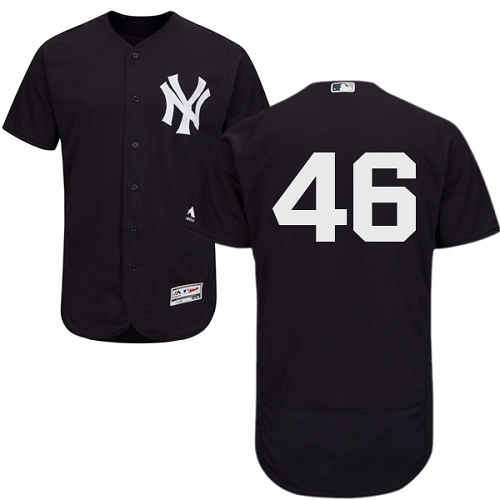 Yankees #46 Andy Pettitte Navy Blue Flexbase Authentic Collection Stitched MLB Jersey